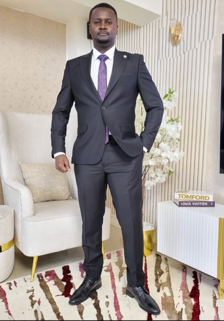 Two-piece suit in classic black.