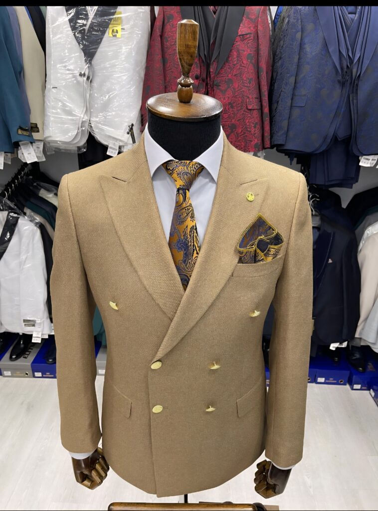 Light brown double-breasted blazer