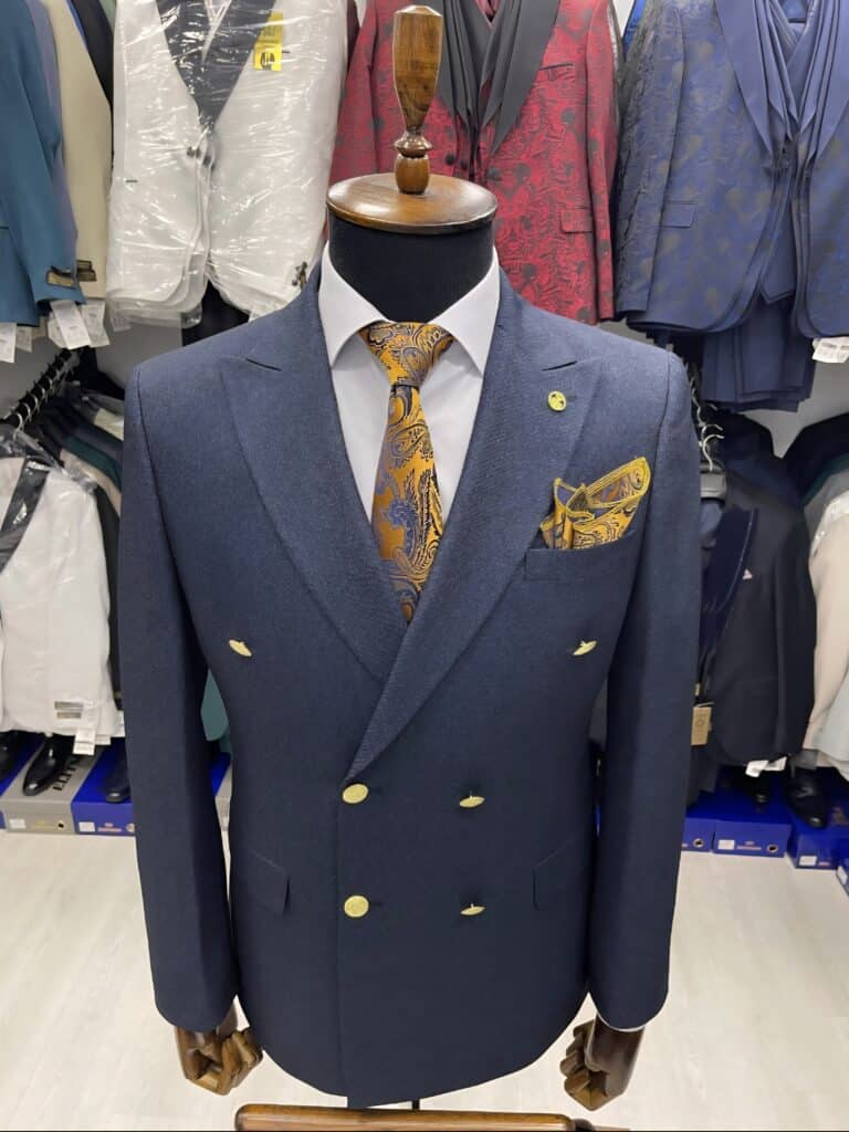 Navy double-breasted blazer