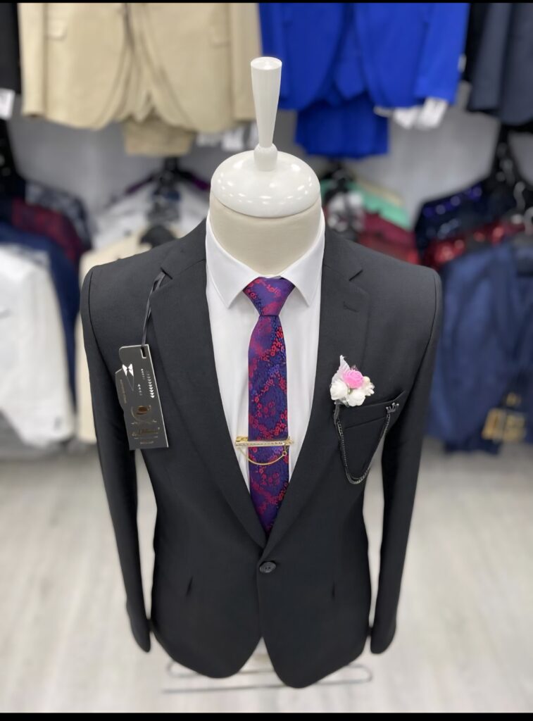 Black one-button blazer