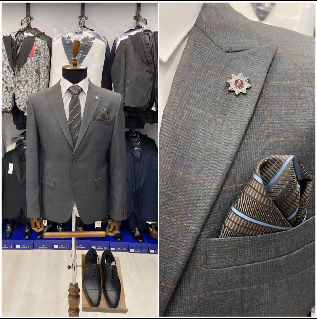 Charcoal grey checked blazer