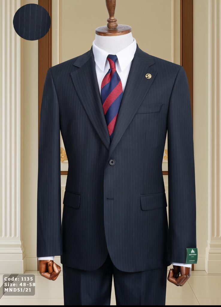Navy blue pinstripe suit