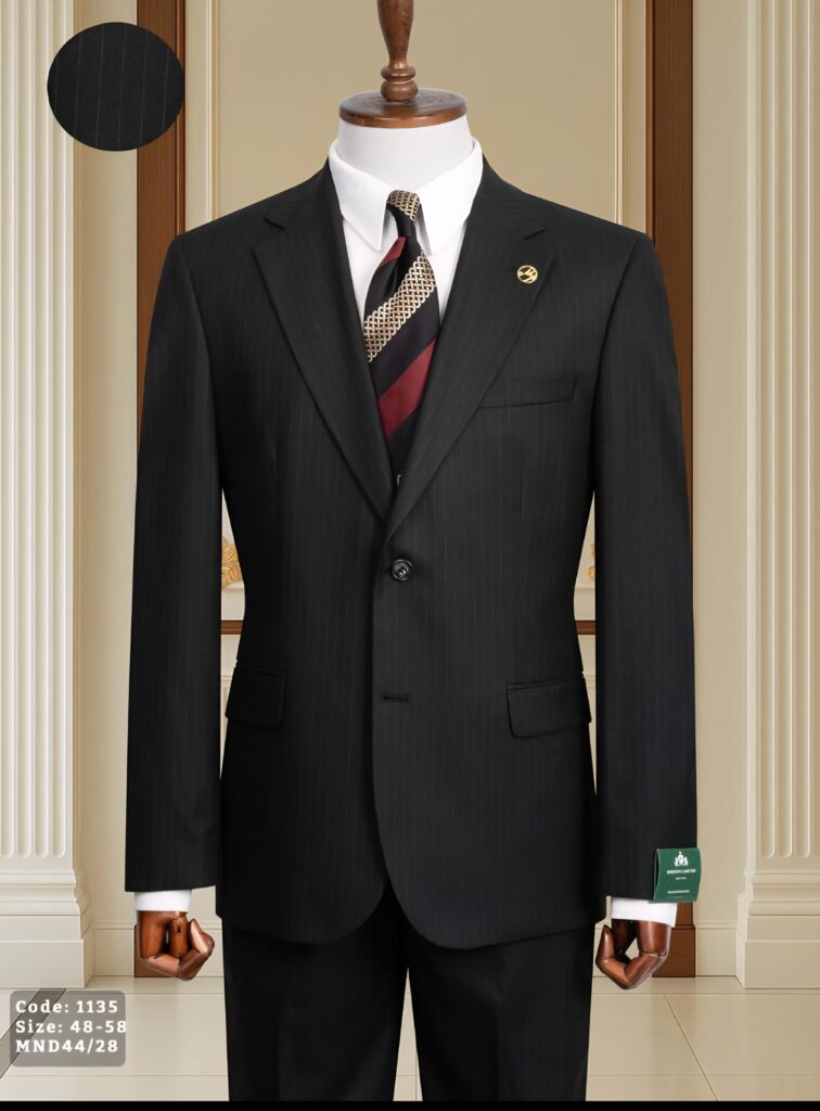 Black pinstripe suit