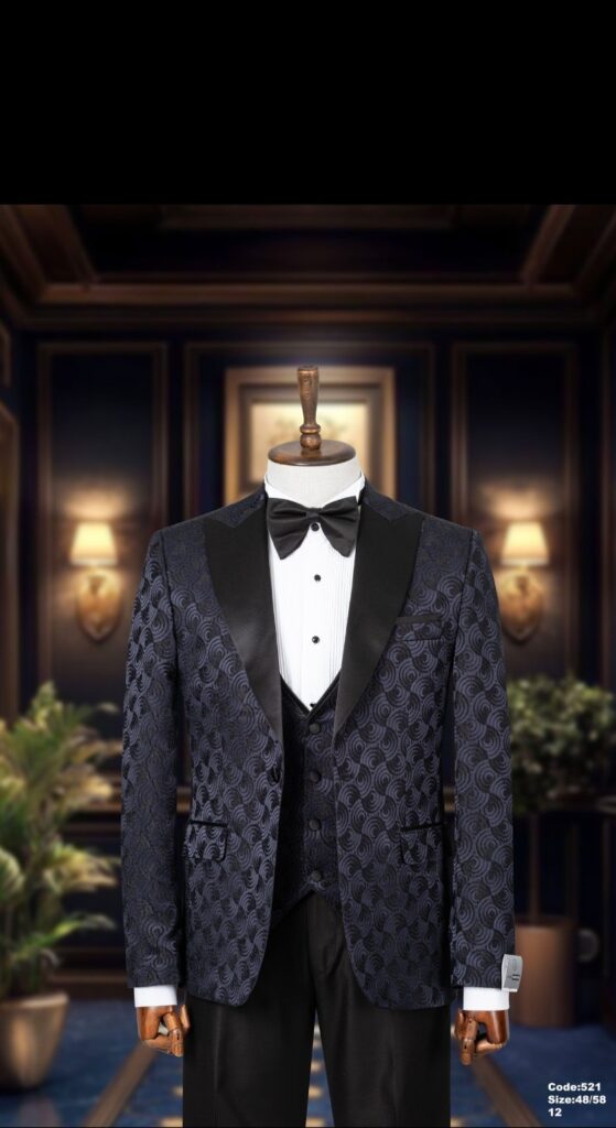 Navy Blue Geometric tuxedo