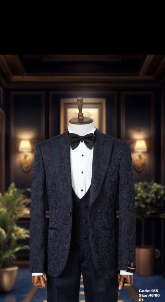 Navy blue tuxedo suit