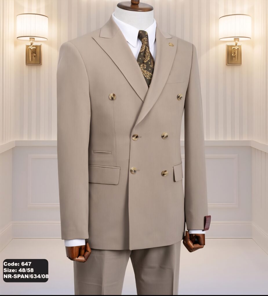 Beige double-breasted suit