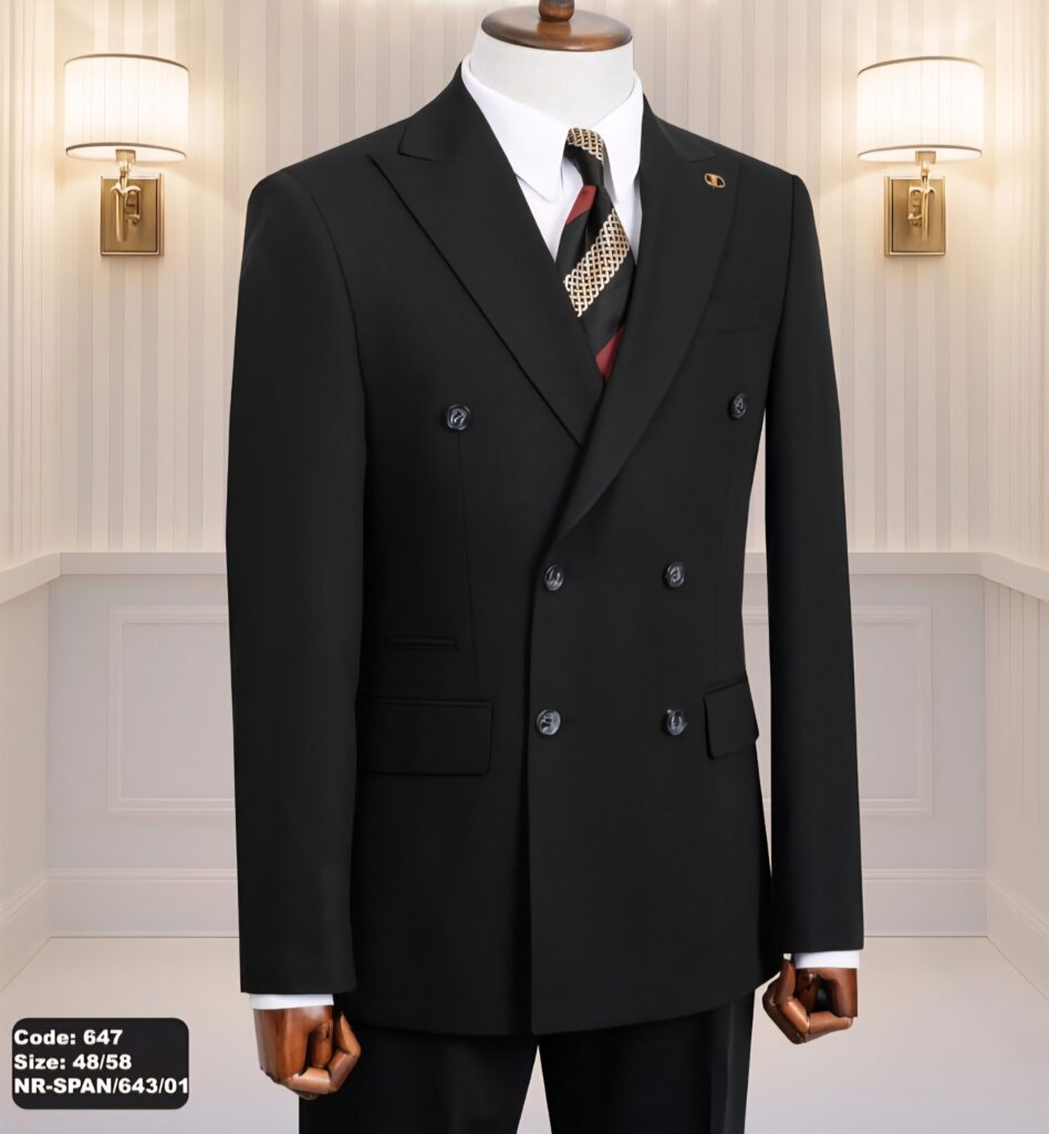 Black double-breasted suit