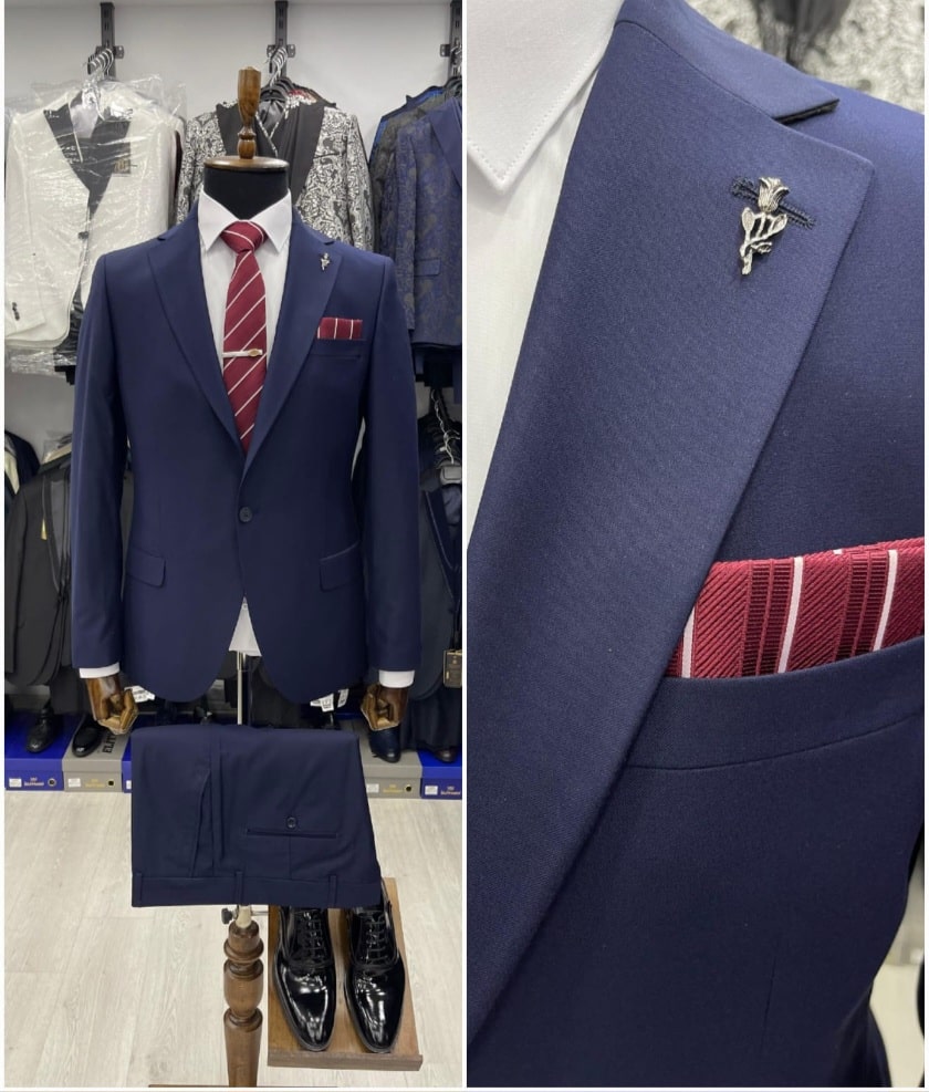 Navy blue slim fit 2pc suit