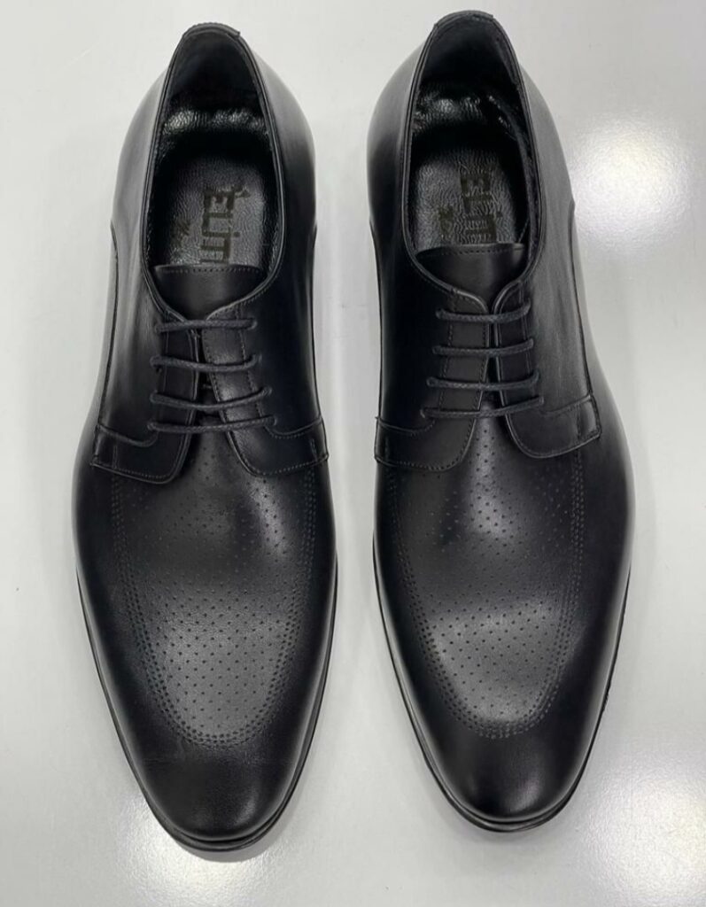 Black perforated derby shoe