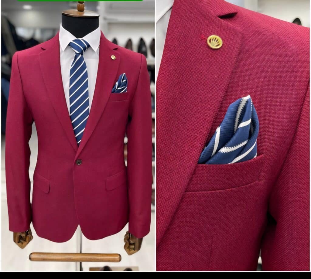Deep maroon textured executive blazer