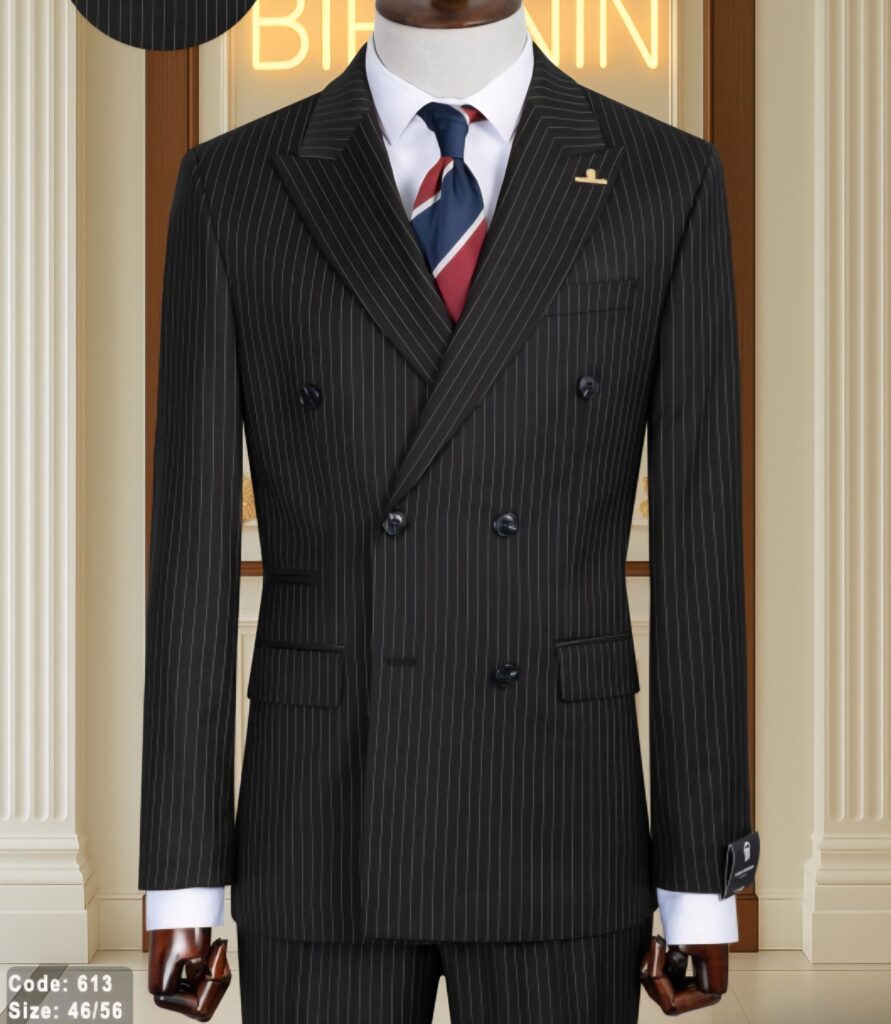 Black Pinstripe Double-Breasted Suit