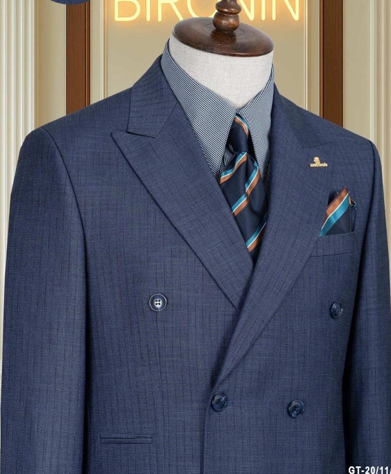 Textured Double-Breasted Suit