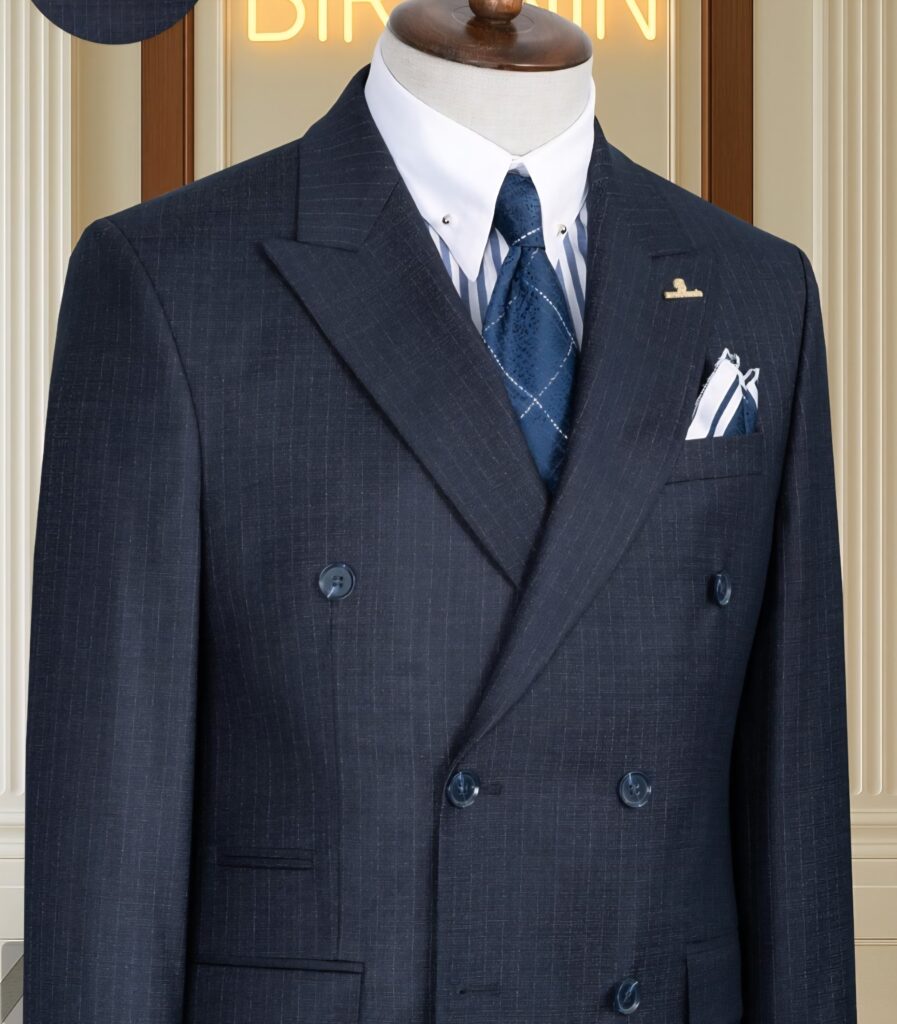 Navy-blue double-breasted suit