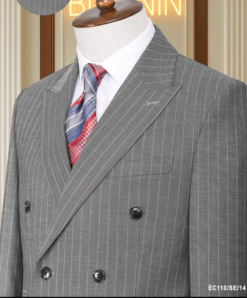 Grey pinstripe double-breasted suit