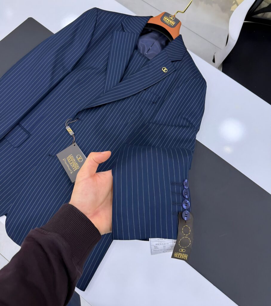 Navy blue 2-piece pinstripe suit
