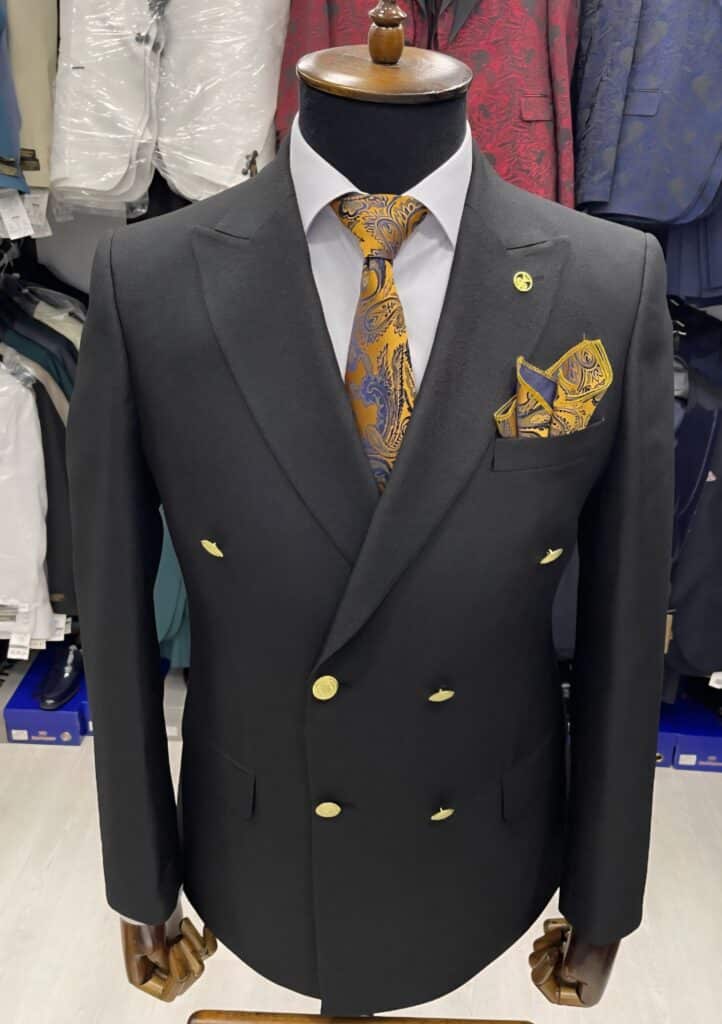 Black metallic gold buttons blazer